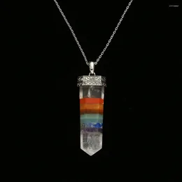 Pendant Necklaces Natural Stone 7 Chakra Sword Necklace Fashionable Vintage Crystal Quartz Healing Energy Charm Jewelry