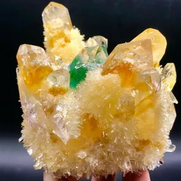 Novo encontrar cluster de cristal amarelo azul phantomquartz mineralspecime250i