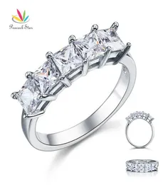 Paw Star Princess Cut Five Stones 125 ct Solid 925 Sterling Silver Bridal Wedding Band Ring Jewelry CFR8072 2105067136349