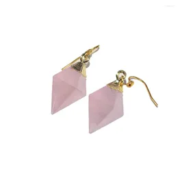 Dangle Earrings 2023 Style Long Gem Stone Women Natural Clear Rose Crystal Quartz Fluorite Obsidian Drop Girl