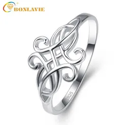 BONLAVIE Women039s 925 Sterling Silber Keltischer Hohlknoten Infinity Eternity Ehering Stapelbarer Ring LY1912262705871