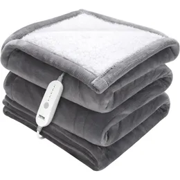 Electric Blanket VEVOR Heated Throw 4 Sizes Soft Flannel Sherpa Heating with 3 Hours Timer Auto off 5 Levels 231130