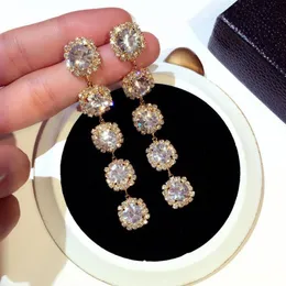 Whole-new ins luxury designer diamond rhinestone zircon exaggerated dangle chandelier stud fashion earrings for woman girls224r