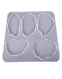 마노 코스터 곰팡이 실리콘 수지 곰팡이 5 캐비티 유연성 반투명 UV 수지 금형 DIY 테이블 장식 제조 도구 2942949