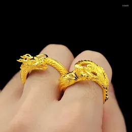 Cluster Rings Chinese Tradition Wedding Dragon Phoenix Ring For Women Men Lover Couple Original Valentine's Day Fine Jewelry Gifts