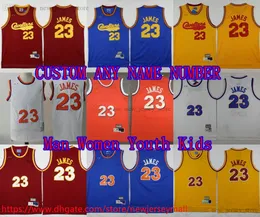 Anpassad S-6XL Classic Vintage 2013-2017 Basketball 23James Jersey Retro Red Blue Orange White Breattable Sports Shirts