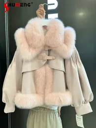 Fur Fur Fur Faux Sweet Princess w stylu dla kobiet 2023 Autumn and Winter Young Ladies Długie rękaw z kapturem Furry Down Down Jacket 231201