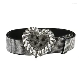 Cinture Cintura argento a forma di cuore con paillettes acqua diamante pantaloni da donna con decorazione di lusso alla moda punk