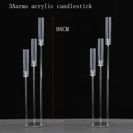 Moda Düğün Dekorasyon Merkezi Candelabra Clear Candle Tutucu Akrilik Şamdanlar Etkinlik Partisi Malzemeleri 10 PCS Toptan Satış