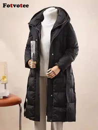 Casacos de Trench das Mulheres Fotvotee Duck Down Jacket Mulheres Casaco de Inverno Casual Elegante Com Capuz Puffer Coreano Moda Senhora Roupas Streetwear