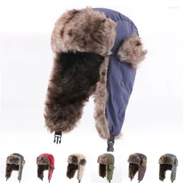 Berets 2023 Winter Trapper Trooper Earflap Warme Russische Wasserdichte Ski Hut Bomber Kappe Gehörschutz Hüte Für Mann Frauen