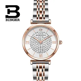 Relógios femininos suíça binger marca de luxo japão miyota quartzo relógios femininos diamante aço inoxidável à prova dretro água retro senhoras relógios b522 231201