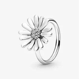New Brand High Polish Band Ring 925 Sterling Silver Pave Daisy Flower Statement Ring For Women Wedding Rings Fashion Jewelry 214m
