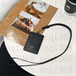 Custodia di lusso per iPhone 15 14 Pro Max 13 12 Crossbody Nero Porta carte di credito Porta carte di marca Moda in pelle Tela Designer Cordino colore puro bifacciale