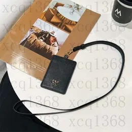 حالة فاخرة لـ iPhone 15 14 Pro Max 13 12 Crossbody Black Credit Walled Holder Massion Leather Canvas Designer Lanyard Pure Color Double -Side