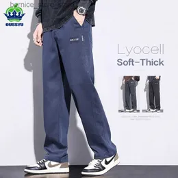 Pantalones para hombres Otoño Invierno Suave Acogedor Lyocell Tela Pantalones Hombres Suave Baggy Recto Elástico Cintura Grueso Casual Pantalones anchos Masculino de gran tamaño 5XL Q231201