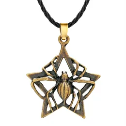 Huilin jóias punk animal inseto aranha colar antigo bronze rock estrela pingente colar viking legal masculino jóias presente charme2330