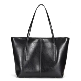 Evening Bags Classic Luxury Oil Waxing Cow Leather Tote Bag Women Large Handbag Shoulder Ladies Designer Bags Bolsa Feminina De Couro 231130