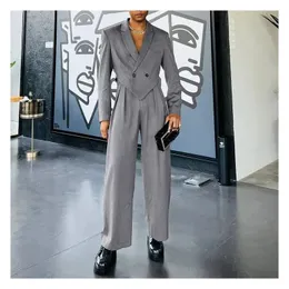 Men's Suits Blazers Fashion Novel Suit Pants Two piece Trend Asymmetrical Personality Set Wedding Formal Dress 231201