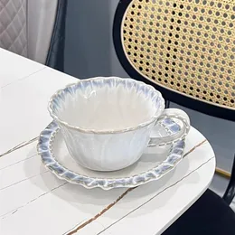 Tazze Tazza da caffè da 300 ml Tazza in ceramica Tè pomeridiano inglese con piattino Un set in porcellana Tazze da colazione al limone Tazze da caffè 231201