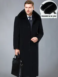 Wollmischungen für Herren, modische Jacken, dicker Kaschmir-Graben für Herren, warm, abnehmbarer Pelzkragen, Windjacke, Herren, XLong-Daunenfutter, Mäntel 6XL 231201