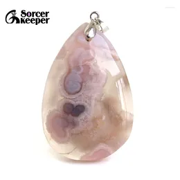 Pendant Necklaces Fashion DIY Charm Women Man Natural Cherry Blossoms Agate Stone Slide Healing Crystal For Jewelry Making BK082