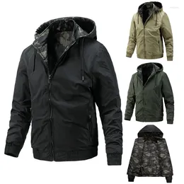 Men's Jackets Spring Autumn Mens Hip Hop Style Outdoor Hooded Jacket Windbreak Hunting Double-sided Casual Oversize