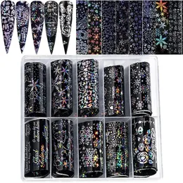 Aufkleber Abziehbilder HEALLOR 10 Rolle/Set holografische Nagelkunst DIY Schneemänner Nagelabziehbilder Schneeflocke Weihnachten Nagelaufkleber 231202