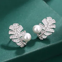 Серьги из стерлингового серебра S925, роскошные жемчужные серьги, кулон, ожерелье, ювелирные изделия для женщин и девочек, блестящие хрустальные перья, дизайнерские серьги, серьги, ожерелья, серьги