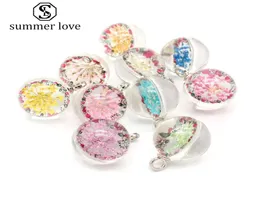 Unique Design Ball Shape 20MM Dried Flower Glass Pendant Charm for Necklace Earring Harajuku Style Transparent Diy Jewelry Charm2040864