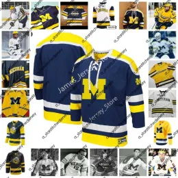 College Hockey Wears 2022 NCAA Custom Michigan Wolverines College Stitched Hockey Jersey 4 Chris Summers 22 Niko Porikos 39 Max Pacioretty 4