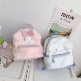 Backpacks Kawaii Sanrioed My Melody Cinnamoroll Cartoon Plush Bag Soft Stuffed Animals Plushie Backpack Girls Doll Christmas Gifts D Dhx4C