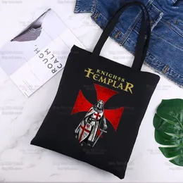 Shopping Bags Medieval Knights Templar Women Canvas Bag Female Girl Tote Eco Harajuku Shopper Shoulder Drop Ship