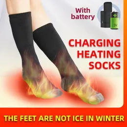 Erkek çorap unisex elektrikli ısıtmalı çoraplar sıcak çoraplar boot yükseltme daha sıcak usb şarj edilebilir pil çorap kış açık kamp kayak spor çorap 231201