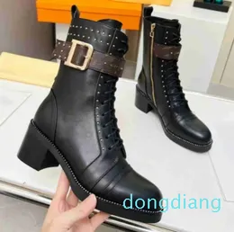 Moda de luxo bota feminina vintage decorativa carta outono e inverno casual martin botas neve anti deslizamento botas curtas