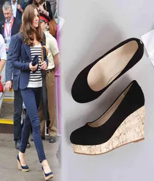 Dress Shoes kate middleton Single Comfortbale High Heels Leather wedge heel shallow mouth Women039s YZLR6569221