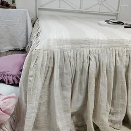 Bed Skirt Latest Linen Ruffled With Split Corners Platform Striped Dust Ruffle Bedding Free Wrinkle Bedskirt Gathered TJ8201