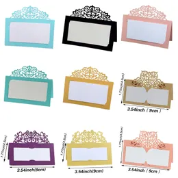 Greeting Cards 50/100Pcs Vintage Flower Laser Cut Table Name Place Cards Lace Name Message Setting Card Wedding Birthday Party Favor Decoration 231202