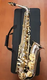 Super Play New Jupiter JAS-1100SG Altsaxophon Eb Tune Messing Musikinstrument Nickel versilberter Körper Goldlack-Taste