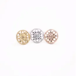 Round Style Cute Flowers Stud Earrings Hollow out Design Gold White Rose Three Color Optional For Women285S