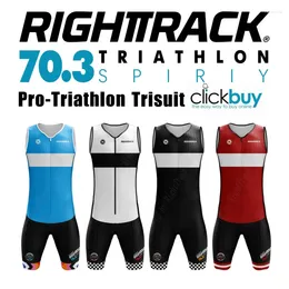 Racing Sets 2024 World Champ Triathlons 70.3 Trisuit Sleeveless Skinsuit Clothing Jumpsuit Swimming Cycling Running City Race RT Apparel