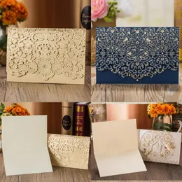 Gratulationskort 50 st lyx Flora Elegant Laser Cut Wedding Invitation Card Lace Gynnar gratis anpassade bröllopsdekoration Party Supplies 231202