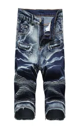 Rock Revival Jeans Ny franska designer män jean shorts sommar rippade denim blå halv knälängd shorts smala fit shorts män 6285579