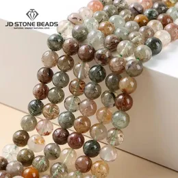 Losse Edelstenen Kwaliteit Natuurlijke Rode Groene Rutielkwarts Haar Kristal Steen Kraal DIY Voor Sieraden Maken Armband Neckalce Accessoire