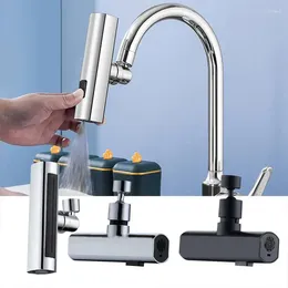 Torneiras de pia do banheiro Cozinha Puxando Elevação Digital Torneira Cachoeira Bacia Fluxo Pulverizador Mixer Wash Tap para Accessorie