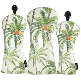 S unika Hawaii Styles Pu Leather Palm Printing Golf Club Headcover 0CC Driver Fairway Wood Hybrid Covers 3 PCS Set 231202