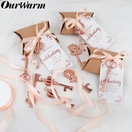 Other Event Party Supplies Wedding Gifts for Guests 100pcs Rose Gold Key Bottle Opener with Thank You Paper Tags Wedding Party Decoration Favors 231202