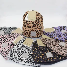 Berets 2023 Leopard Print Jacquard Woolen Hat Double-Layer Folded Knit Men And Women Trend Fashion Wild Warm Ear Protection