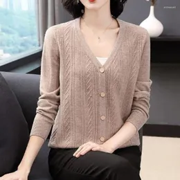Women's Knits Women Knit Sweater Cardigan Coat Korean Fashion Causal Knitwear Strickjacke Spring Elegant Mom Jacket Vintage Outwear