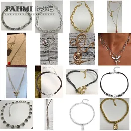 Fahmi Trendy fibbia personalizzata oro argento abbinata corda nera cerchio intero diamante collana lunga catena di perline Regali speciali per madre moglie bambini amanti amici